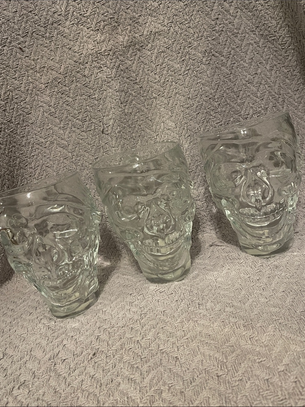 Vintage Luminarc Set of 3 Glass Skull Mugs 30 oz